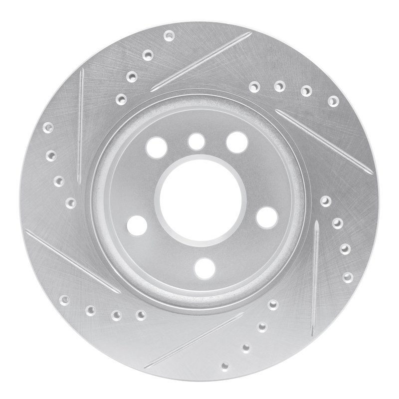 Mini Cooper Brake Rotor (1) - Front Right - R1 Concepts - Drilled & Slotted - Silver - `14-`24